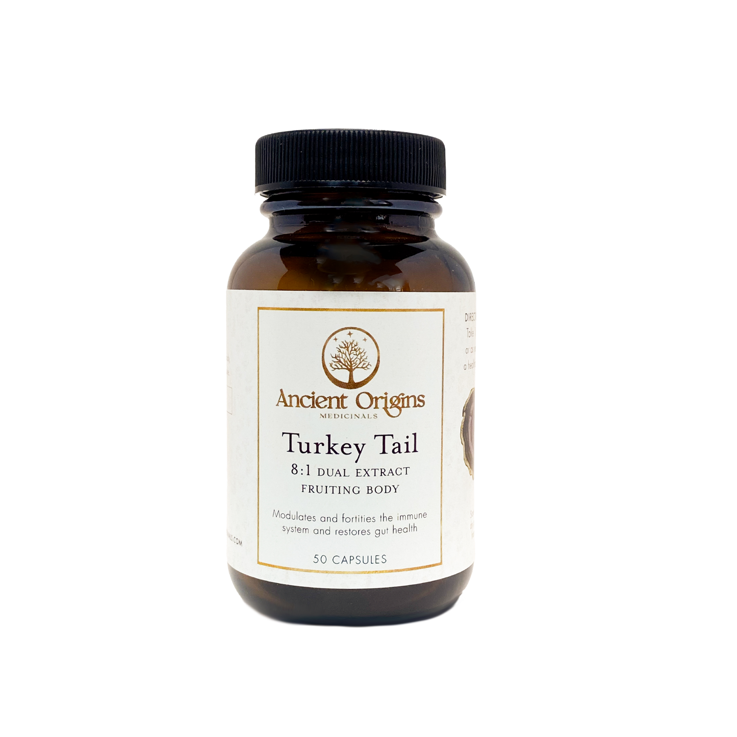 Turkey Tail 8:1 Dual Extract Fruiting Body Capsules